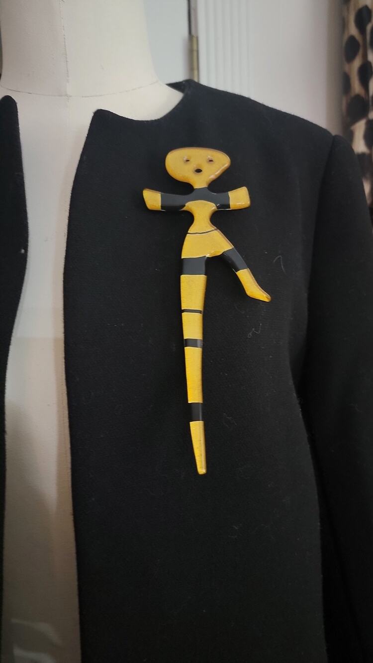 Rare Anne & Frank Vigneri Huge 6” Geometric Figure Pin 80s-90s